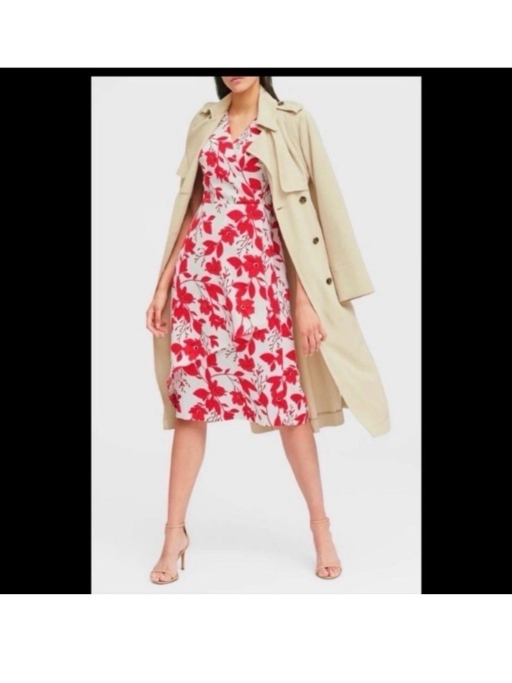 BANANA REPUBLIC White Floral Print Midi Dress - Picture 3 of 9